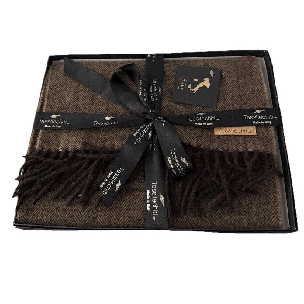 Italian Cashmere Wool Tessilechiti Scarf Made In Italy Brand NWT In Gift Box